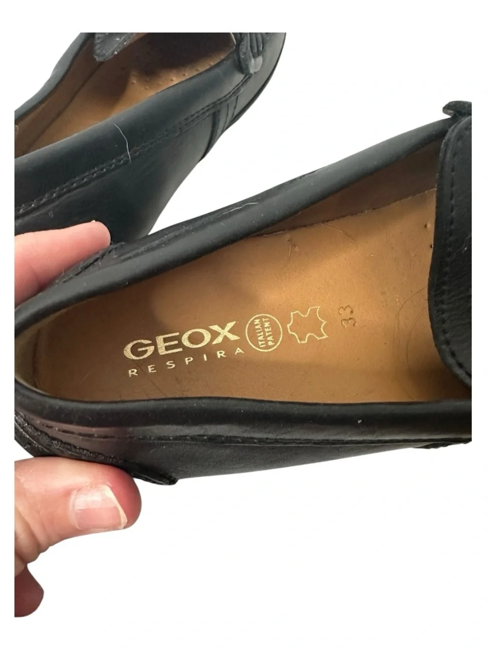 Geox Respira Boy’s Black Leather Slip-On Moccasin Loafer Size EU 33 US 2
